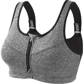 Resim Shineyee Kadınlar İçin Ön Cephaneli Çelik Çerçevesiz Spor Sütyeni - Profesyonel Şok Emici Koşu Yoga Fitness Bra Gri L Gri 