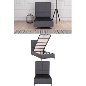 Resim Kilim Mobilya Gold Therapy Sandıklı Baza Ve Başlık Seti Antrasit ( Yatak Dahil Değildir ) 090x190 Antrasit 