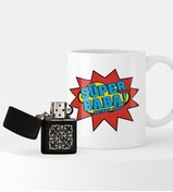 Resim Bk Gift Kişiye Özel Süper Baba Benzinli Çakmak Ve Kupa Seti-2 
