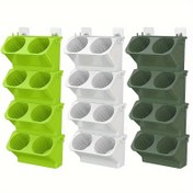 Resim 1 Paket, Bahçe Bitki Duvar Çiçek Saksısı Konteyner Duvar Asılı Dikey Yeşil Çiçek Saksısı İç Mekan Modern Dekoratif Plastik Saksılar Tüm Ev Bitkileri, Sukulentler, Çiçekler Ve Kaktüsler Için Drenaj Deliği Ve Tepsi Ile 