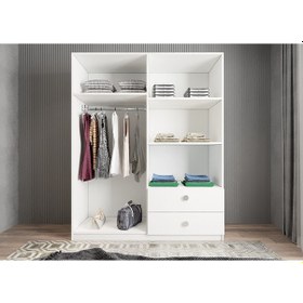 Resim Point 4 Kapaklı Gardırop Dolap Beyaz 