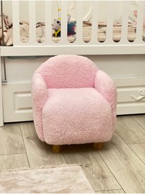 Resim Breda Home Concept Pembe Teddy Ahşap Ayaklı Çocuk Bebek Koltuğu Sandalyesi 