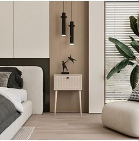 Resim enwood CANOPUS MDF KUM TAŞI RENGİ AHŞAP AYAKLI TEK KAPAKLI KOMODİN KUM TAŞI 