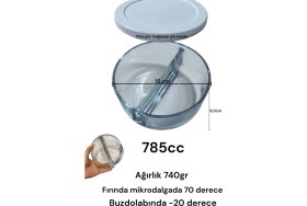 Resim Paşabahçe Çift Bölmeli Cam Saklama Kabı 2 Bölmeli Cam Kahvaltılık Kase 785CC 2 Adet 