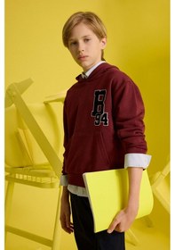 Resim Defacto Erkek Çocuk Oversize Geniş Kalıp Kapüşonlu Okul Sweatshirt F2714a825aubr194 Bordo 