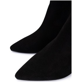 Resim Tamer Tanca Kadın Hakiki Deri Siyah Süet Topuklu Bot 1074 2281 Bn Bot Sk25-26 Sıyah Yarma Suet Siyah Suet 