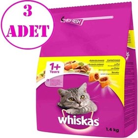 Resim Whiskas Tavuklu Yetişkin Kedi Maması 3 x 1400 G 