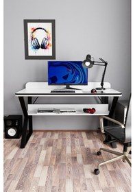Resim Pulsar Oyuncu Masası Çalışma Ofis Masası Gaming Masa Beyaz 