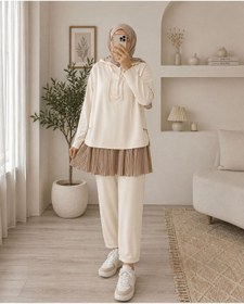 Resim bgm fashion Kadın Tesettür Piliseli İçlik Etek Tunik Altı Uzatıcı Kurtarıcı Pliseli Pileli 