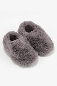 Resim HOPFRÖG Furry Furry Gri Kürk Barefoot Patik (HEDİYE SETİ) 