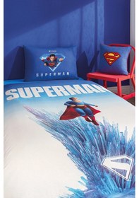 Resim Özdilek Superman Genesis Tek Kişilik Lisanslı Lastikli Çarşaf Çocuk Nevresim Takımı Mavi 