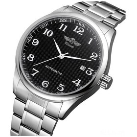 Resim Lemestar Erkekler İçin Yarı Otomatik Mekanik Saat - Zaman Ve Takvim Gösterici - Moda Ve Rahat Kullanim - Paslanmaz Çelik Kordon - Gümüş Siyah Orjinal Kutulu Çok Renkli 