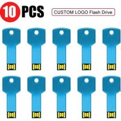 Resim 10 Adet/grup Kişiselleştirilmiş Logo Usb 2.0 Anahtar Şekli Metal Bellek U Sopa Blue2 2.0 2gb Diğer 