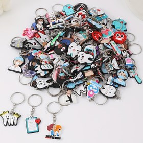 Resim DIY Sevimli Karikatür Düzensiz Rastgele Karışım Serisi Anahtarlık Diş Macunu Hemşire Doktor Tıbbi Kutusu Ambulans Kapsülü Bandaj Çapraz Çanta Anahtarlık 