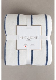 Resim Twin Battaniye Soft Pamuklu Çift Kişilik Battaniye Mavi Krem 200 X 220 5027a Mavi 