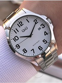 Resim Q&q Çelik Kordon Takvimli Kadran 2 Yıl Garantili 3 Atm Suya Dayanıklı Erkek Kol Saati Qq.e2004.a1 Gümüş 