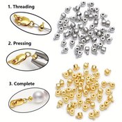 Resim 10 Adet Paslanmaz Çelik Boncuk Klipsleri, Takı Yapımı İçin Sıkıştırma Uç Kapağı Stoperleri, DIY Kolye Bileklik Bulguları Bağlantı Bileşenleri 