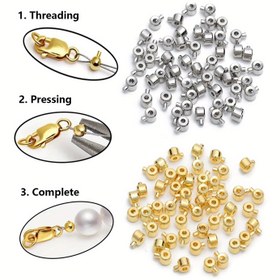 Resim 10 Adet Paslanmaz Çelik Boncuk Klipsleri, Takı Yapımı İçin Sıkıştırma Uç Kapağı Stoperleri, DIY Kolye Bileklik Bulguları Bağlantı Bileşenleri 