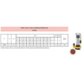 Resim Impo V1500F Pis Su Drenaj Pompası 2 Hp 220V Foseptik Pompa 