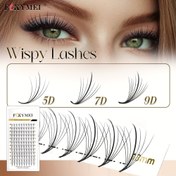Resim 12 Sıra Wispy Premade Fan Kirpikler C/D Kıvrım 5D 7D 9D Spike Uzatma Kirpikleri 8-15mm Yüksek Kalite Lash Kümeleri İthal Malzemeler Promade Hacimli Yumuşak Doğal Sahte Kirpikler 