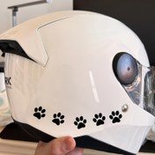 Resim Eğlenceli Kedi Pati Baskılı Yansıtıcı Motosiklet Kask Stickerı Motosiklet Aksesuarları Çıkartması 