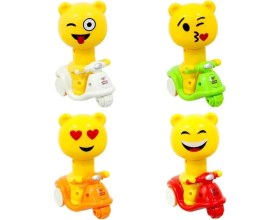 Resim Farbu Oyuncak Sarı Emoji Kafalı Bas Git Motorsiklet, Çocuklar Için Oyuncak 