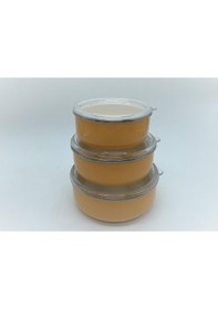 Resim Alev Emaye 3'lü Saklama Kabı Sarı Sarı 