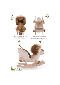 Resim Vavbaby Sallanan At Ahşap Peluş Yumuşak - Aslan Bej 