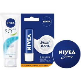 Resim Nivea Soft 75 ML + Nivea Dudak Kremi Original + Nivea Krem 75 ML 