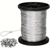 Resim 10m/33ft veya 30m/100ft 304 Paslanmaz Çelik Halat - 1.0mm/0.4in Çap, 7X7 İplikli ve Çift Boru Kılıflı Alüminyum Kaplamalı, Pas Dirençli, Ağır Hizmet Tipi Dış Mekan Asma ve Çamaşır İpi 