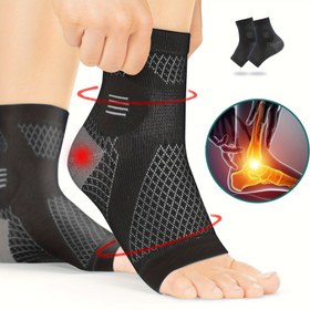 Resim 2'li (Çift) Yüksek Kaliteli Ayak Bileği Destek Seti, Kemer ve Ayak Bileği Destek Kompresyon Manşetleri, Açık Burunlu Tasarım Çoraplar, Günlük Kullanım ve Açık Hava Aktiviteleri için Uygun Elastik Ayak Destekleri, Spor Ayak Bileği Desteği 