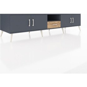 Resim Kronos Tv Ünitesi 3 Raflı Tek Çekmeceli 4 Kapaklı 220x59x51 Antrasit-antrasit/çam Antrasıt/atlas Çam - Antrasıt 