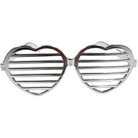 Resim Parti Gözlük Plastik Camsız Panjur Kalp Şekilli Gümüş 14x6 Cm Tüm Yaşlar 