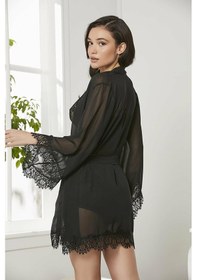 Resim Pierre Cardin 4lü Gecelik Sabahlık Şort Çeyiz Set 7005 Siyah 001 