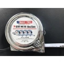 Resim Bay-Tec MK4149 10MT 25MM Krom Şerit Metre 