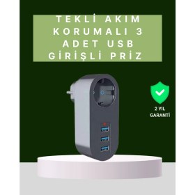 Resim Zero Land Lvsqvr Termal Akım Korumalı 3 Usb'li Güvenli Priz – Akıllı Akım Dengeleme 