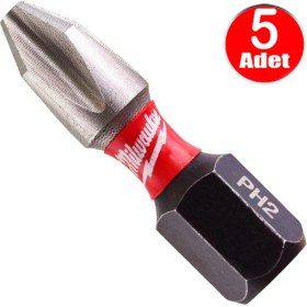 Resim Milwaukee Bits Yıldız Uç Vidalama Matkap Ucu Ph2 x 25MM -5 Adet 