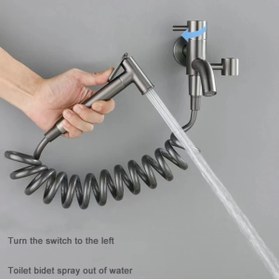 Resim OEM Banyo Tuvalet Taharet Musluğu Spiralli Bide Özel Temizlik 7 Yıl Garantili Antrasit İthal 