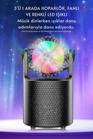 Resim Zineets Işıklı Büyük Boy FANLI Bluetooth Hoparlör Taşınabilir Şarjlı Ses Sistemi Ve Vantilatör Radyolu 