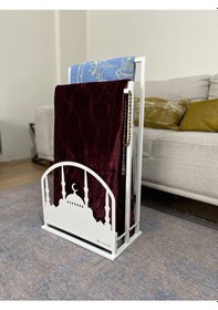 Resim Safa Premium Ön Korumalı Seccade Askısı, Seccadelik Beyaz Siyah 