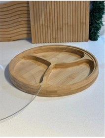 Resim Büro Ev Ofis Atıştırma Keyfi İçin 3bölme Ahşap Bambu Kapaklı Çerezlik Diğer 