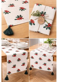 Resim Life Kanvas Kumaş Dikdörtgen Püsküllü Runner 