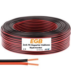 Resim 2x0.75 Hoparlör Kablosu Siyah Kordon 100mt EGB eg-8855 