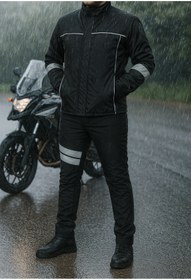 Resim DRC Outdoor Motorcu Kışlık Rüzgar Geçirmez Reflektörlü Elyaflı Mont Pantolon Takım 