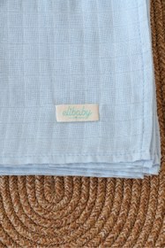 Resim elibaby %100 Organik Pamuk Çift Katlı Müslin Örtü Bebe Mavi (75X85 CM) 
