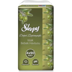 Resim Sleepy Doğal Zeytinyağlı Islak Bebek Havlusu 4x90 Adet 
