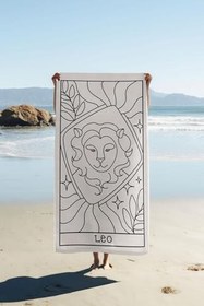 Resim Dijital Baskı Plaj Deniz Havlusu Aslan Burcu Desenli Peştamal HVL0048 