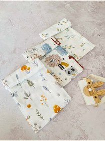 Resim JUNİPERUS 3 Adet Çok Amaçlı Müslin Bezi Örtü Battaniye %100 Pamuk Oeko-teks Sertifikalı 80x80 Cm 