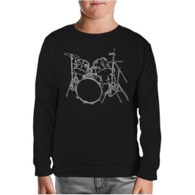 Resim Drummer - Bateri Siyah Çocuk Sweatshirt Siyah 