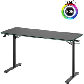 Resim Viyero Warden T-Ayak 360° RGB Karbon-Fiber Oyuncu Masası 18mm 136x60x75CM GD-13608-2-BLK 